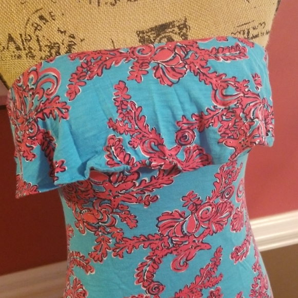 Lilly Pulitzer Strapless Ruffle Top Size Xsmall - Picture 7 of 8